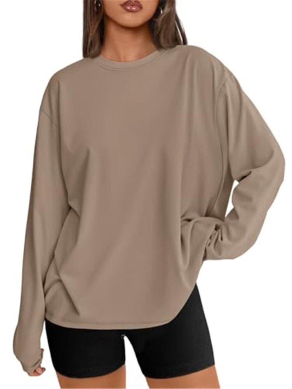 Trendy Queen Womens Oversized Long Sleeve Shirts Fall Tops 2026 Basic Tee